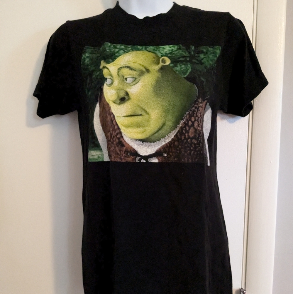 Shrek Bored Meme Graphic T-shirt Hot Topic DreamWorks XS Black